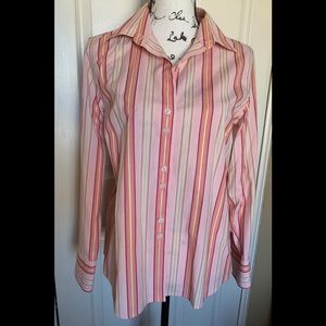 Talbots Peach Striped Button Down Shirt